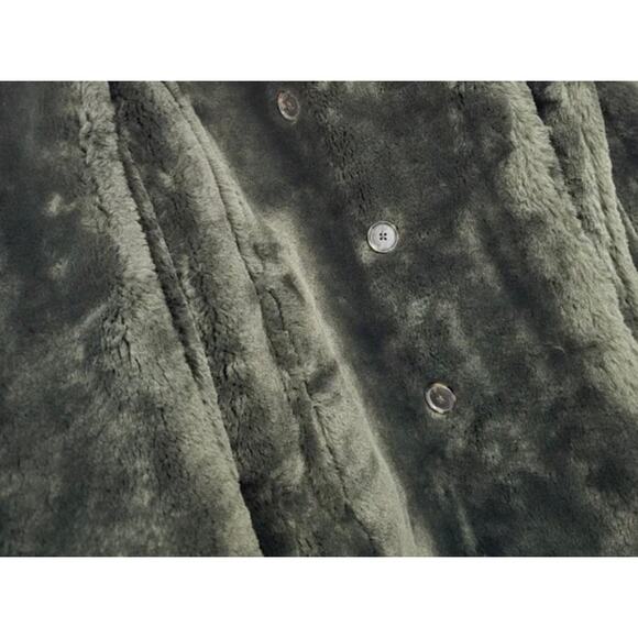 Copied - J. Crew Wm's Faux Fur Teddy Coat in Olive Green Double Breasted NWOT XS - Picture 3 of 3